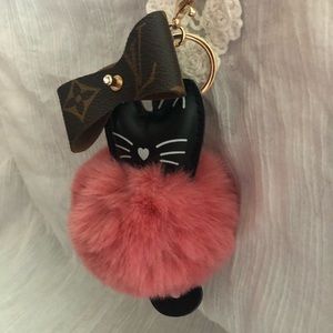 Cat keychain, Pom pom keychain, Purse charm